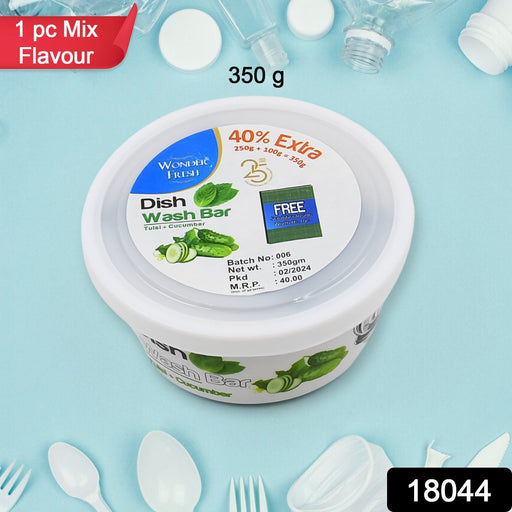 Eco-conscious packaging of the Wonder Fresh Mix Flavor Dishwash Bar, highlighting its benefits.