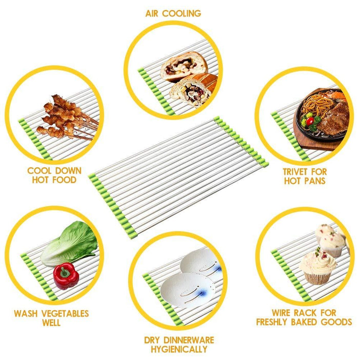 2064A FOLDABLE DRAIN RACK KITCHEN SINK ROLL UP DISH DRYING RACK PORTABLE DISH RACK 