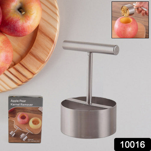 Close-up of the sharp blade of the fruit corer, ready for use.