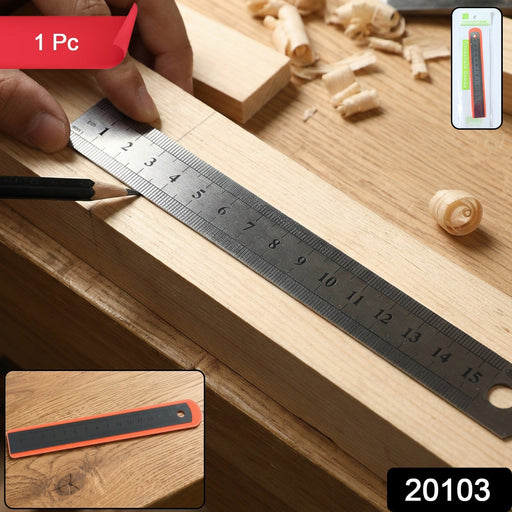 Steel 15 cm measuring ruler with precision markings