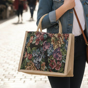 Front view of multipurpose floral print carry hand bag
