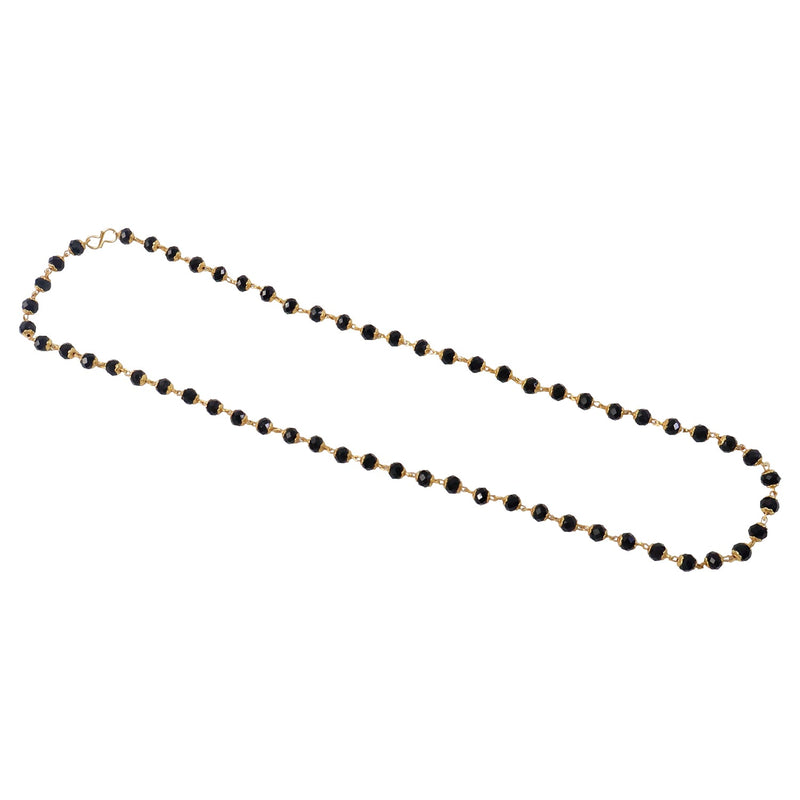 Stylish gold accented black bead chain necklace for ethnic wear