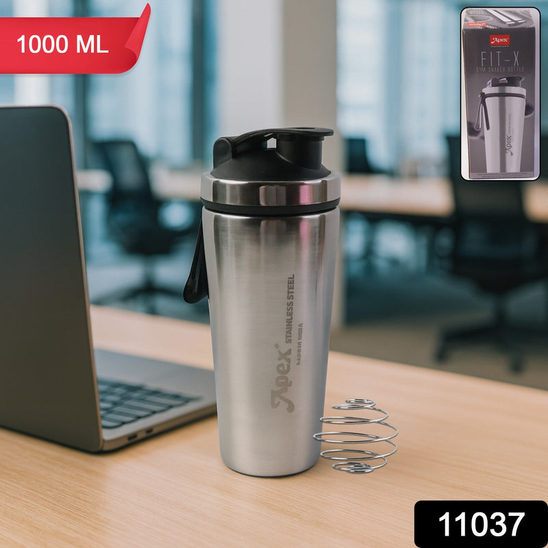 Stainless steel gym shaker bottle with durable body and flip lid