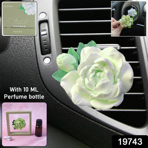 Close-up of elegant rose flower air freshener clip for car AC vent