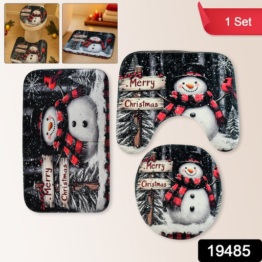 Soft microfiber bath mat with snowman design perfect for winter bathroom décor