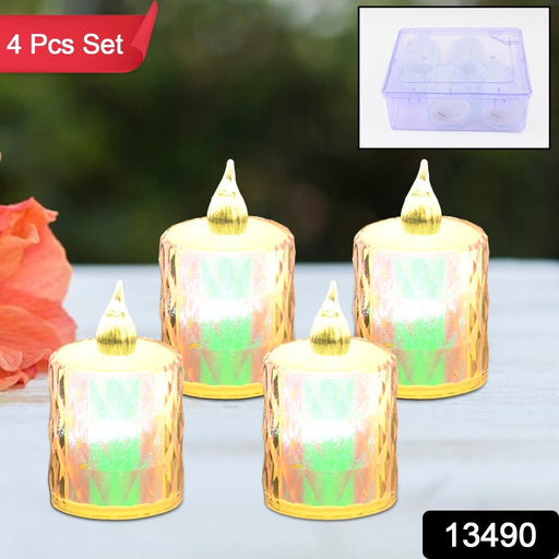 Close-up of a single flameless LED candle with a melting wax effect, showcasing its warm glow.