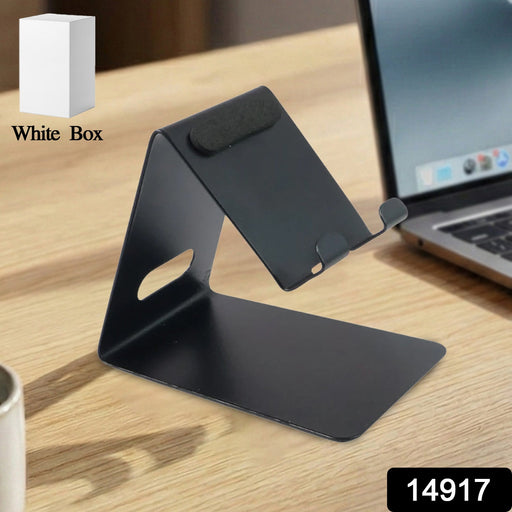 Durable metal mobile stand holding a smartphone on an office desk