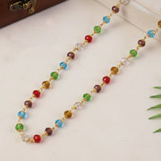 Festive necklace with multicolor crystal beads and gold-tone links