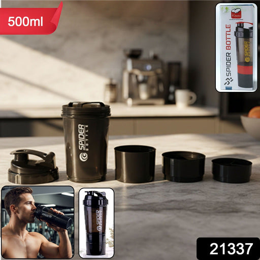 Protein shaker bottle with leakproof flip lid closed