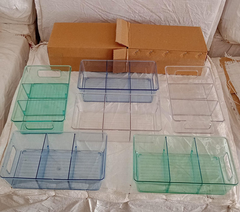 Plastic Refrigerator Organizer Bins, Set Of 2 Stackable Fridge Organizers with Handle, Clear Organizing Food Fruit Vegetables Pantry Storage Bins for Freezer kitchen Cabinet Organization and Storage (2 Pcs Set Mix Color)