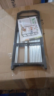 Compact folded state of the 4-layer shoe rack, highlighting its space-saving feature.