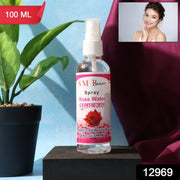 Close-up of rose water mist providing skin hydration and refreshing effect