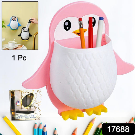 Side view of Penguin storage box holding remote control and electric toothbrush
