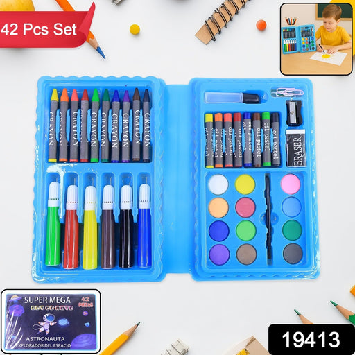 Multi-color crayons and oil pastels in kids art set for creative drawing