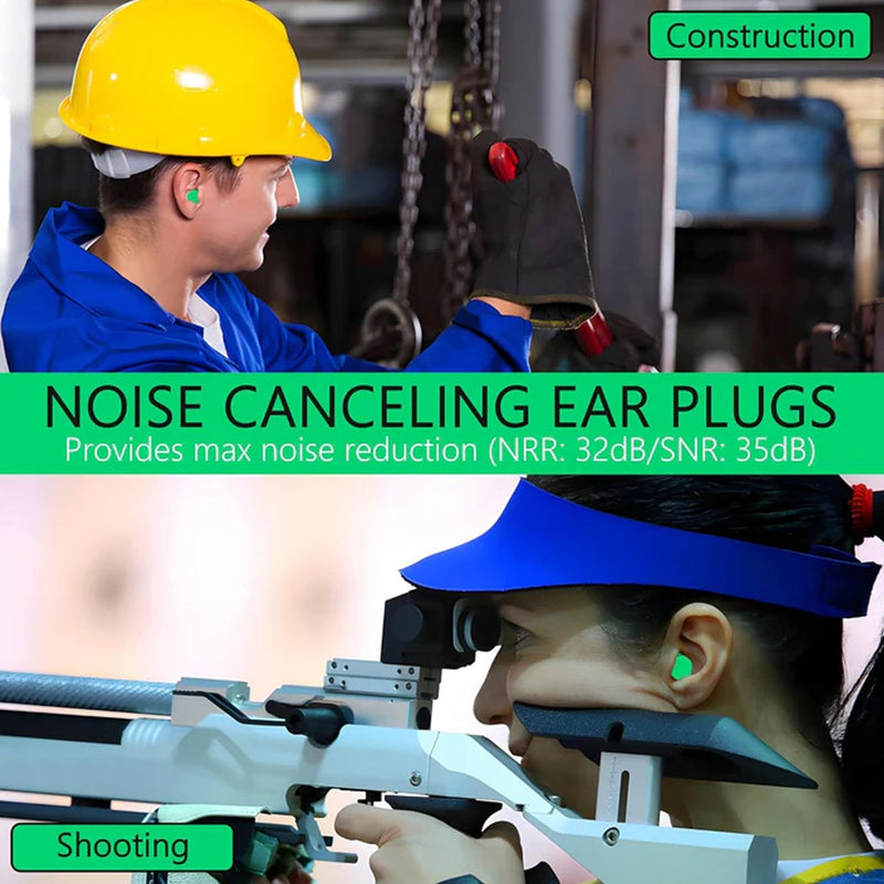 Noise blocking ear plugs made from soft foam material