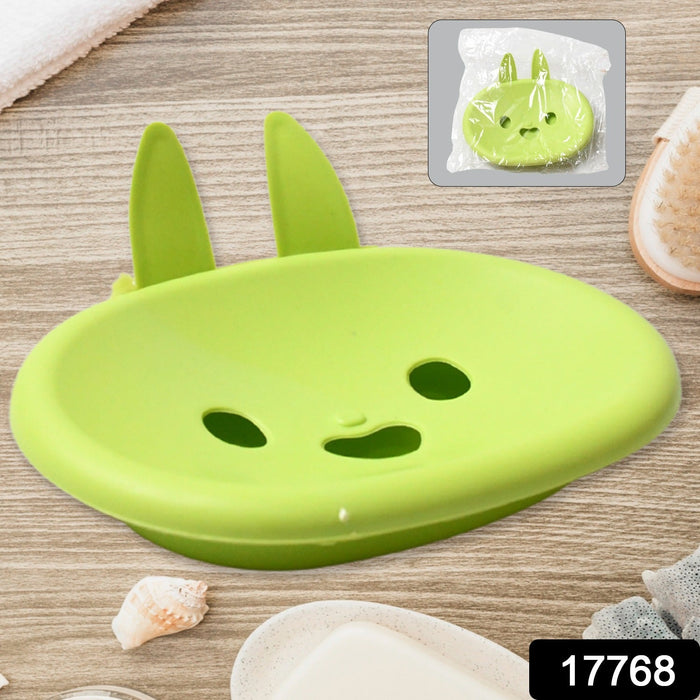 Soap Box Drain soap Box Cute Rabbit Shape Double soap Bowl Box Plastic Rack Storage Rack Bathroom Toilet Storage Box