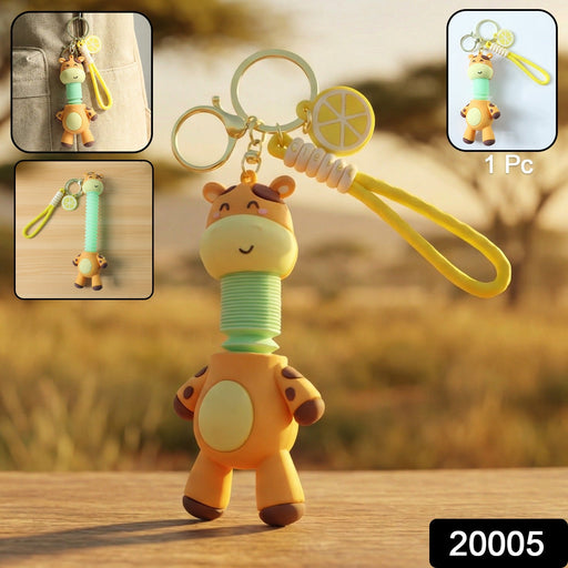 Giraffe keychain showing sturdy wrist strap for easy carrying