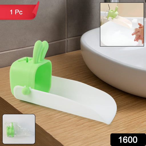 Assortment of colorful silicone faucet handle extenders for children's bathrooms.