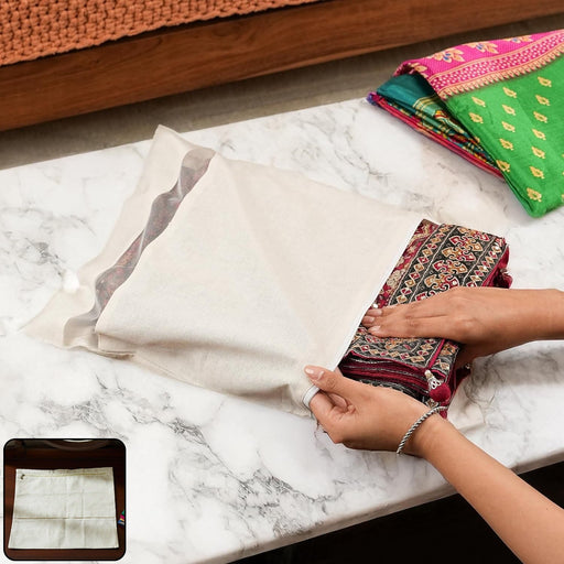 Zip closure saree storage bag in folded state