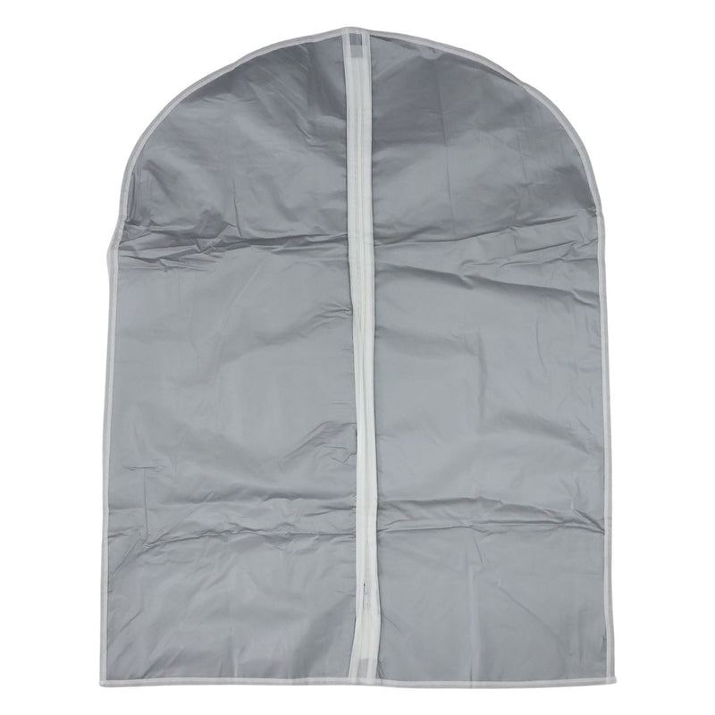 Hanging garment covers protecting clothes inside a closet
