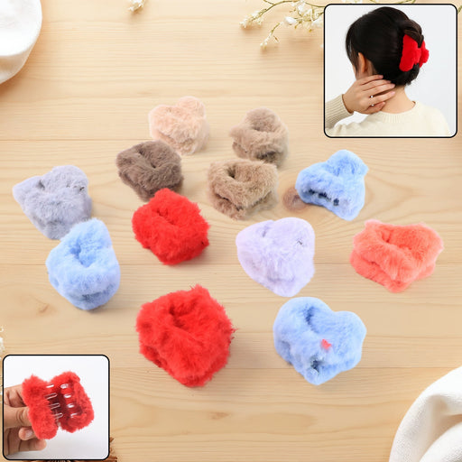 Plastic small hair claw clip with fluffy texture securely holding hair