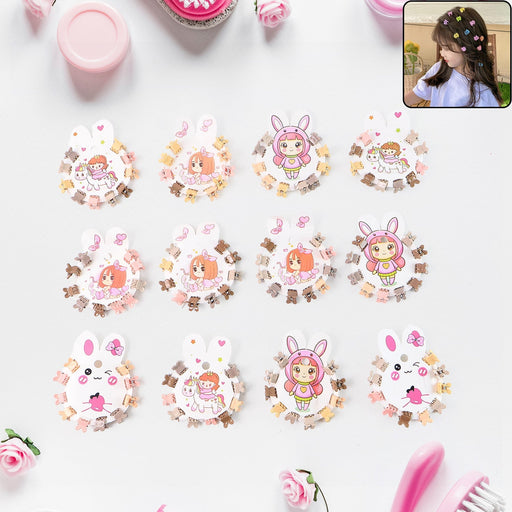 Set of 120 pastel bear-shaped mini claw hair clips displayed on colorful cards.