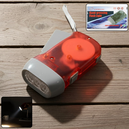Pig-shaped hand press torch with 2 bright LEDs, battery-free flashlight for camping