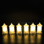 Close-up of LED decorative candle light set with soft warm illumination