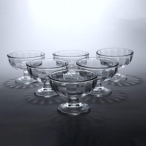 Elegant premium glass ice cream dessert bowl with footed base