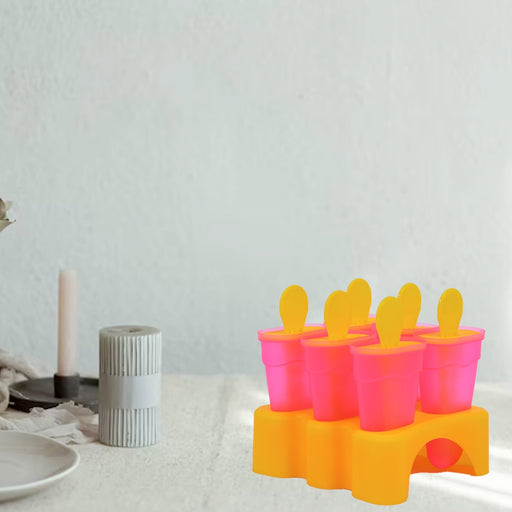 2261 Kulfi Maker Moulds Set Plastic Homemade Kulfi Mould 6pcs Set For Freezer Use 