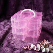 Portable clear craft storage box with sturdy handle for easy transport