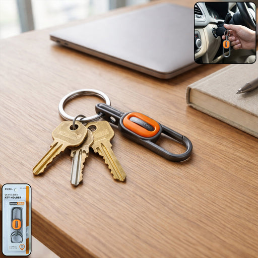Heavy duty metal keychain with dual rings and push lock