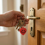 Keychains decorated with fun smiley heart designs