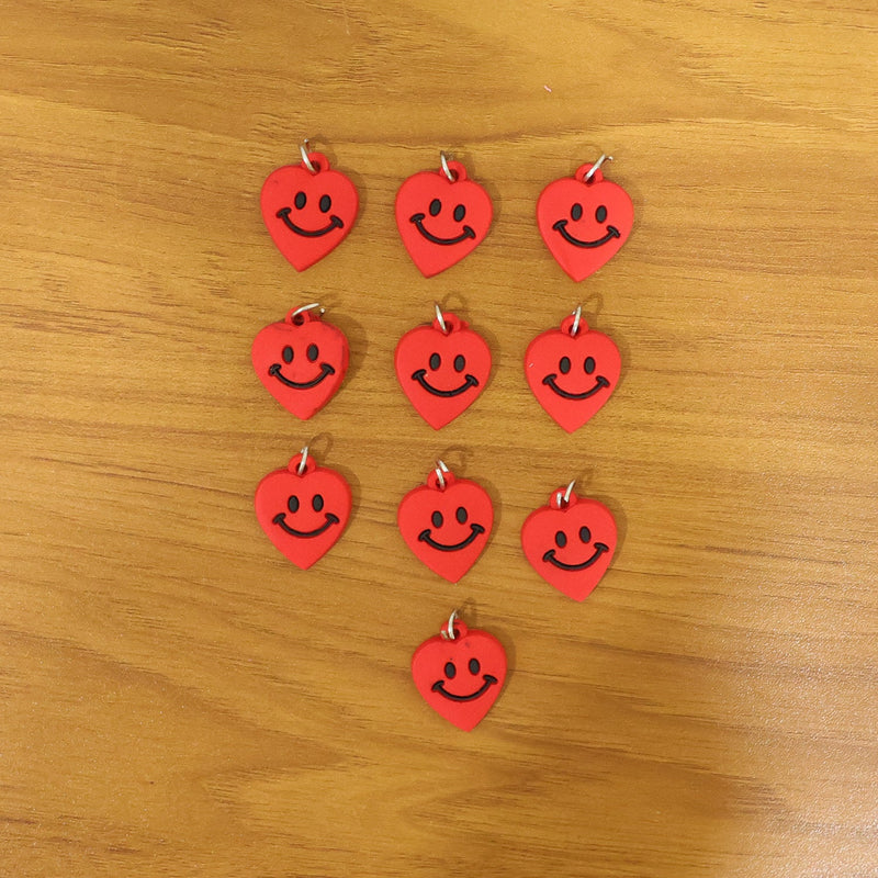 Pair of cute smiley heart keychains for gifts and accessories