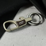 Close-up of premium metal carabiner keychain exhibiting fine craftsmanship
