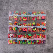 Complete kids hair accessories kit with elastic bands, rubber bands, and decorative clips.