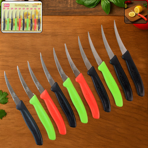 Supermom lemon knife set featuring 10 stainless steel knives with ergonomic handles