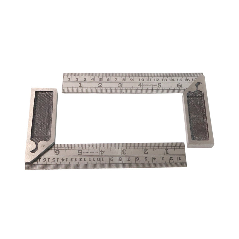 Precision measurement using metal try square ruler to check right angles accurately