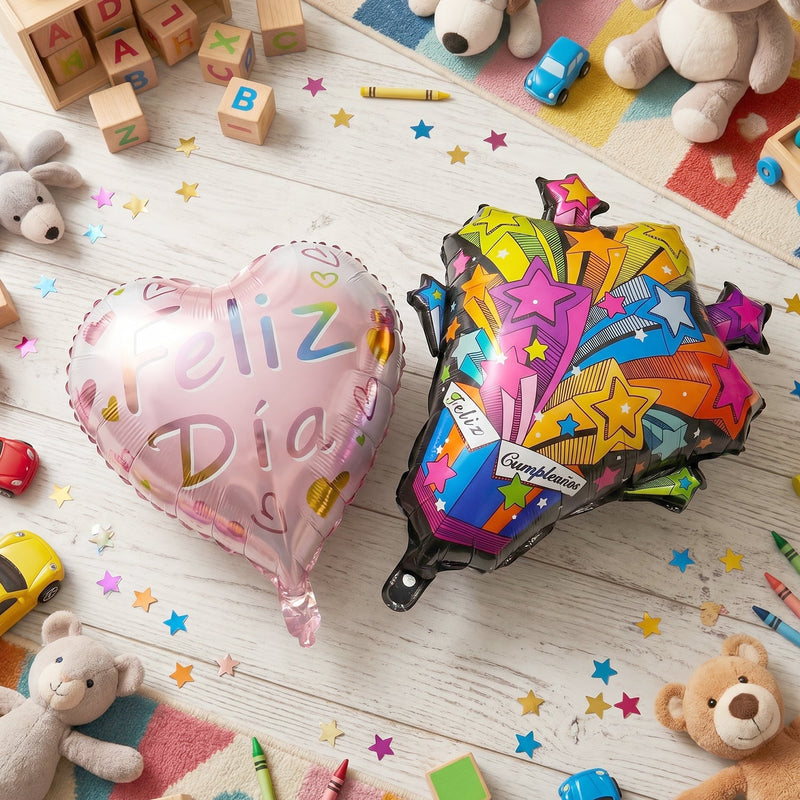 Party backdrop decoration with mix-design foil balloons
