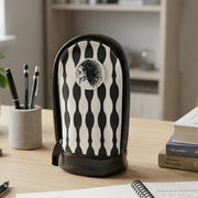 Stylish hard base vertical zipper pencil pouch front view