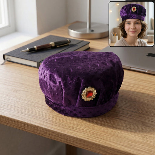 Premium velvet boys cap with stone brooch and traditional style