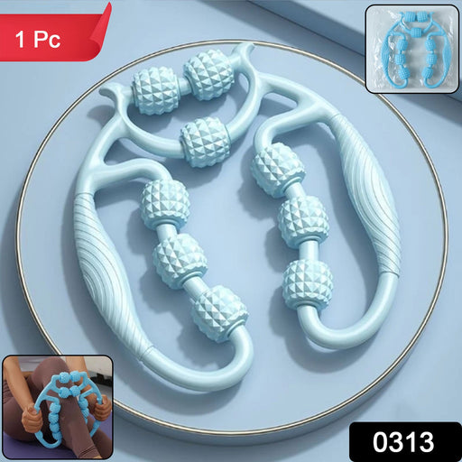 Close-up of ergonomic body massage roller designed for muscle relief