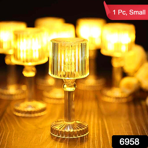 Close-up of the crystal-like design of the portable LED desk lamp.