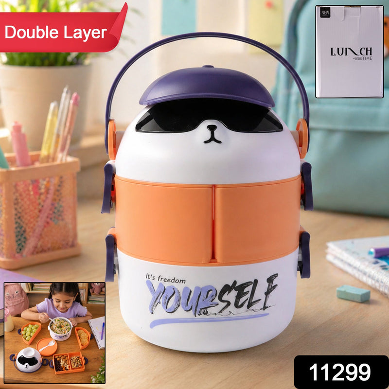 Durable plastic cartoon lunch box with compartments