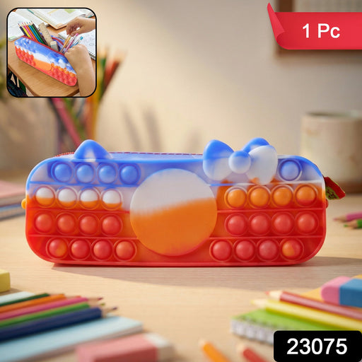 Silicone bubble pop it pencil case with zipper for kids