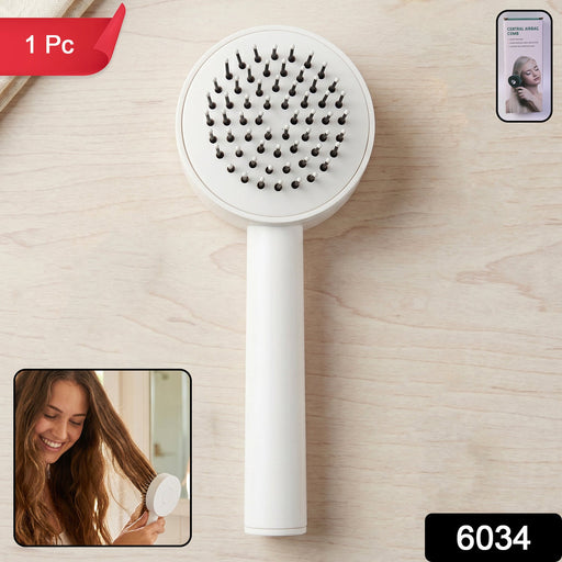 Features of the Self-Cleaning Hair Brush including detangling bristles and air cushion.