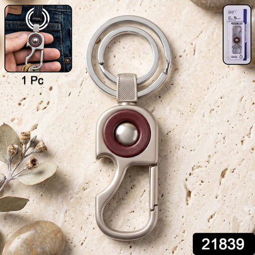 Durable metal keychain with dual rings and sleek design for everyday carry.