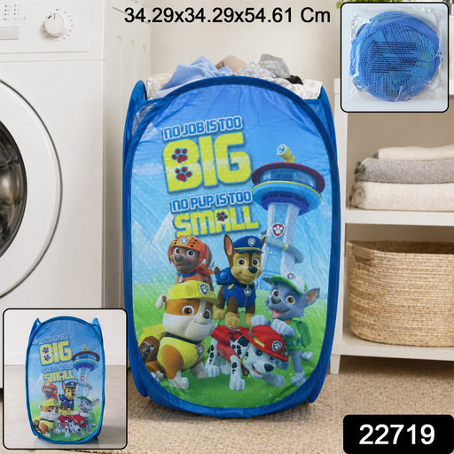 fabric mesh laundry basket in blue for clothes storage