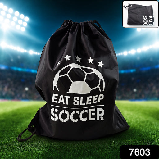Sporty drawstring bag with soccer print, perfect for athletes.