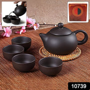 Premium matte black ceramic tea set beautifully packed in a gift box